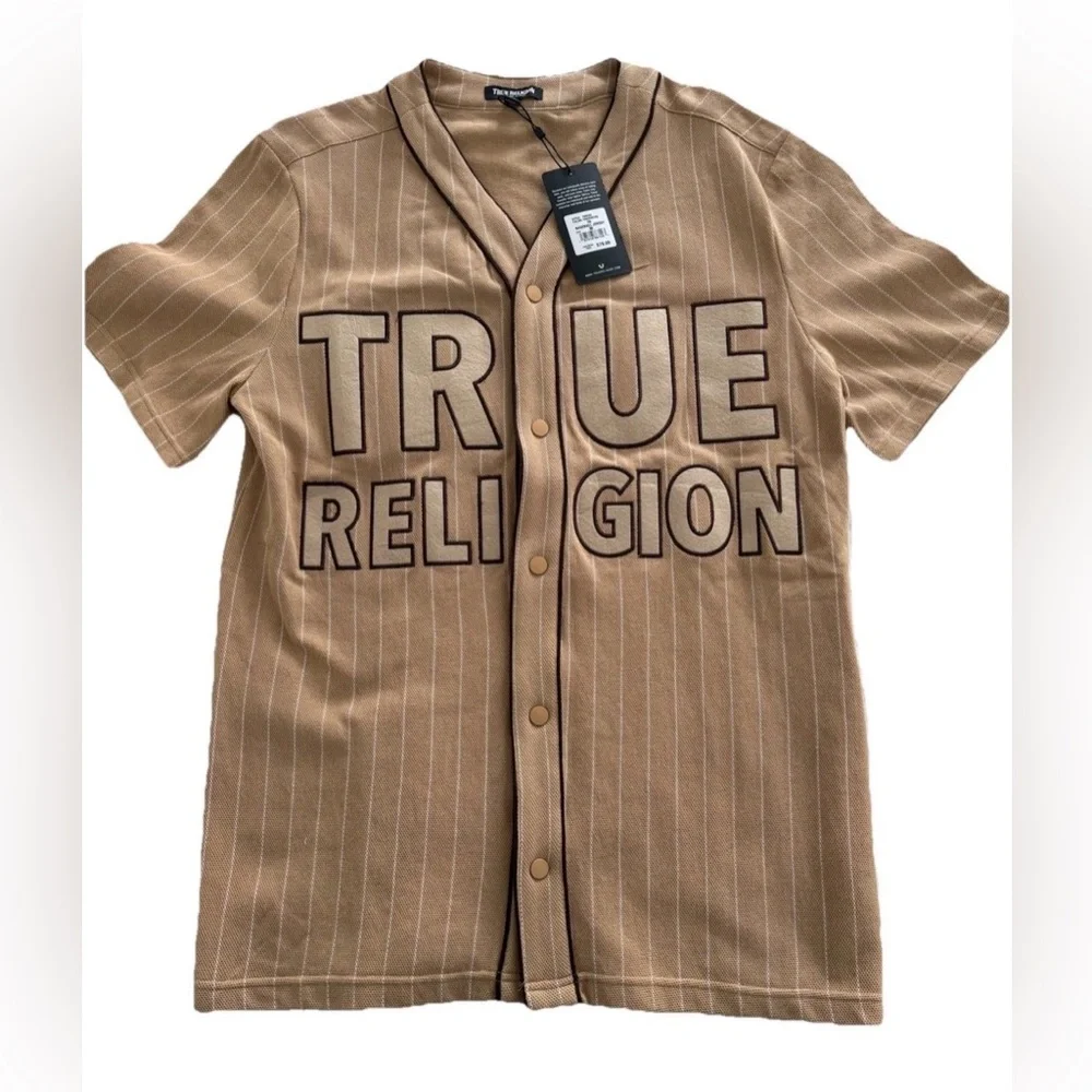True Religion Baseball Embroidered Logo Jersey Men's Travertine- NWT Medium